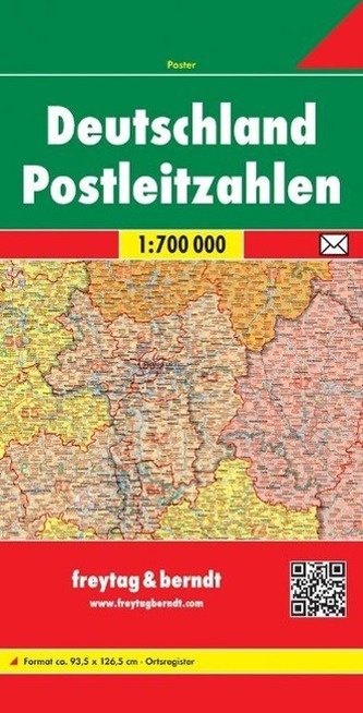 Freytag & Berndt Poster Deutschland, Postleitzahlenkarte, gefalzt. Germany Post Codes