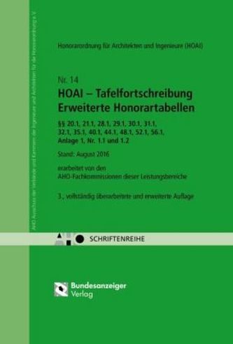 HOAI - Tafelfortschreibung - Erweiterte Honorartabellen