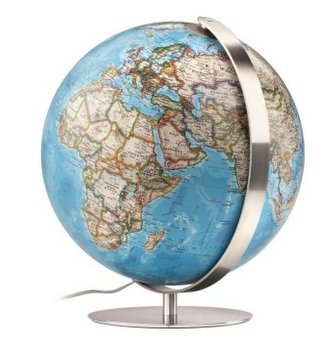 National Geographic Fusion Antikdesign-Leuchtglobus, Gestell aus gebürstetem Edelstahl