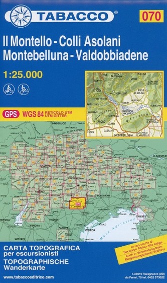 Wanderkarte 70 Il Montello -Colli Asolani Montebelluna-Valdobbiadene