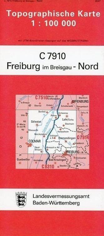 Topographische Karte Baden-Württemberg Freiburg / Nord