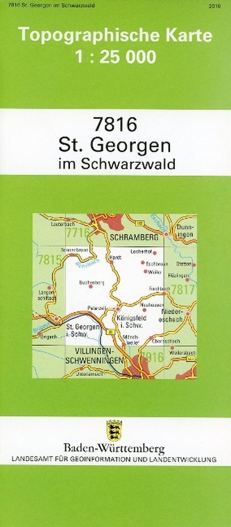 Topographische Karte Baden-Württemberg St. Georgen im Schwarzwald
