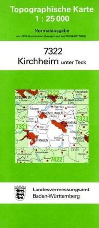 Topographische Karte Baden-Württemberg Kirchheim unter Teck