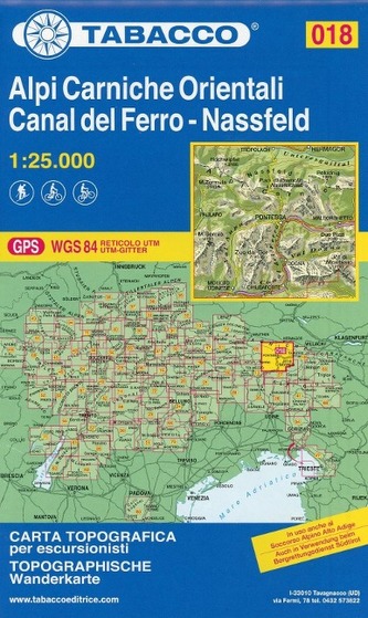 Tabacco topographische Wanderkarte Alpi Carniche